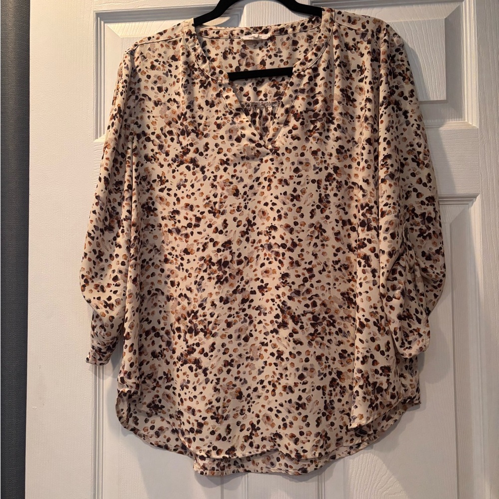 Maurices Tan Relaxed Buttoned Blouse